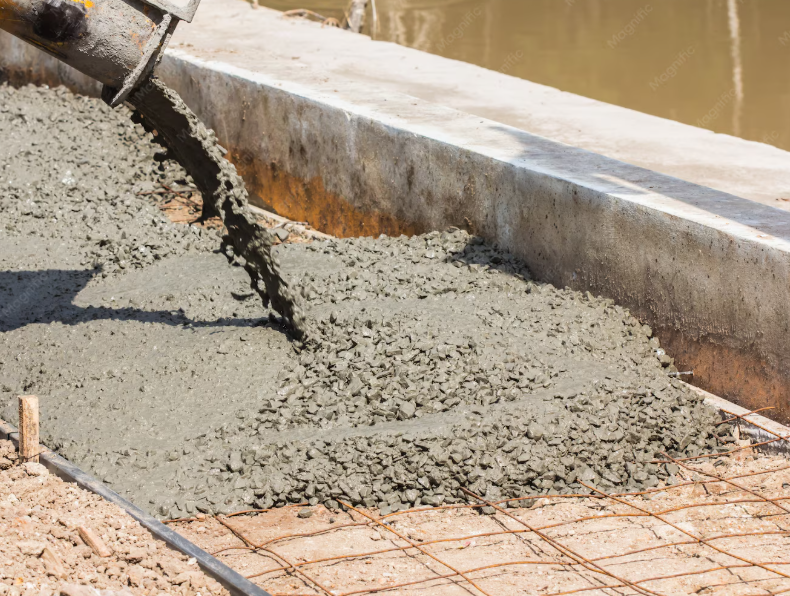imagem de concretagem com brita e cimento - manaus